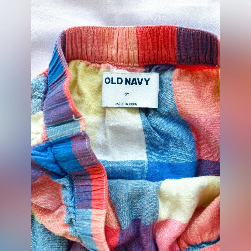 Old Navy Toddler Colorful Plaid Ruffle Hem Gingham Smocked Skirt- Girls 3 / 3T